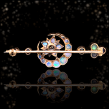 18K Victorian Diamond & Opal Star Crescent Brooch