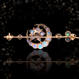 18K Victorian Diamond & Opal Star Crescent Brooch
