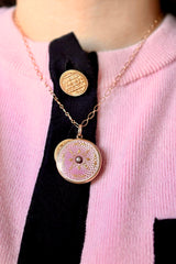 9K Victorian Pearl Pink Guilloche Enamel Pendant