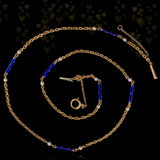 18K Victorian Pearl & Blue Enamel Chain 19.25"