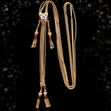 14K European Victorian Enamel Lady Portrait Long Guard Slider Chain 40.5"