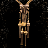 14K European Victorian Enamel Lady Portrait Long Guard Slider Chain 40.5"