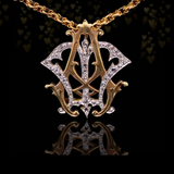 18K French Victorian Diamond Monogram AM/MA or MV/VM Brooch-Pendant (With Detachable Brooch Pin)