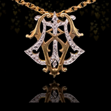 18K French Victorian Diamond Monogram AM/MA or MV/VM Brooch-Pendant (With Detachable Brooch Pin)