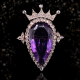 Sold on Layaway | 18K & Silver Victorian Diamond & Amethyst Crowned Heart Brooch-Pendant