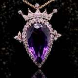 Sold on Layaway | 18K & Silver Victorian Diamond & Amethyst Crowned Heart Brooch-Pendant