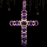9K European Georgian Amethyst & Pearl Cross Pendant