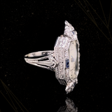 18K & Platinum American Art Deco Croton Diamond & Sapphire Watch Ring