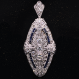 Platinum Art Deco Diamond & Sapphire Brooch-Pendant