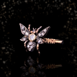 9K & Silver European Victorian Diamond Butterfly Ring