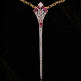 18K & Platinum Edwardian Diamond & Ruby Wand Brooch