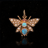 9K Victorian Ruby, Opal & Pearl Butterfly Pendant
