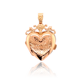 18K French Victorian Floral Engraved Puffy Heart Locket