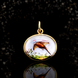 18K Victorian Essex Crystal Ring-Necked Pheasant Pendant