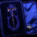 14K & Silver Victorian Diamond & Rock Crystal Floral Locket, Detachable Brooch & Pendant Bail with Original Box (3-in-1)