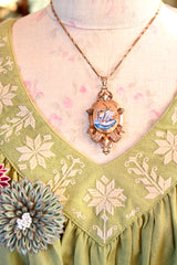 14K European Victorian Swan Enamel Locket