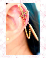 18K French Victorian Ruby & Pearl Sword Jabot Pin