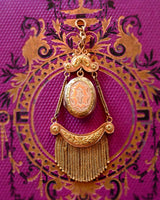 18K French Victorian Engraved Tassel Locket
