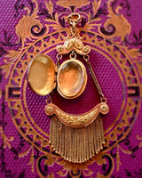 18K French Victorian Engraved Tassel Locket
