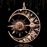 Sold on Layaway | 14K & Silver European Victorian Diamond Tulip Crescent Star Pendant