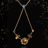 Sold on Layaway | 15K English Victorian Turquoise & Pearl Lavalier Necklace 14" with 3" Chain Extender