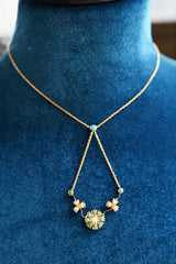 Sold on Layaway | 15K English Victorian Turquoise & Pearl Lavalier Necklace 14" with 3" Chain Extender