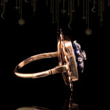 14K & Silver Dutch Victorian Diamond Bristol Blue Bague Au Firmament Ring