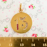18K German Victorian Diamond & Ruby "13" Pendant