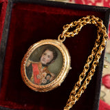 14K European Victorian Double Gentleman Portrait Locket