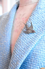 14K & Silver Victorian Diamond & Ruby Swallow Brooch