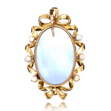 18K French Victorian Monogram AM/MA Enamel Pendant