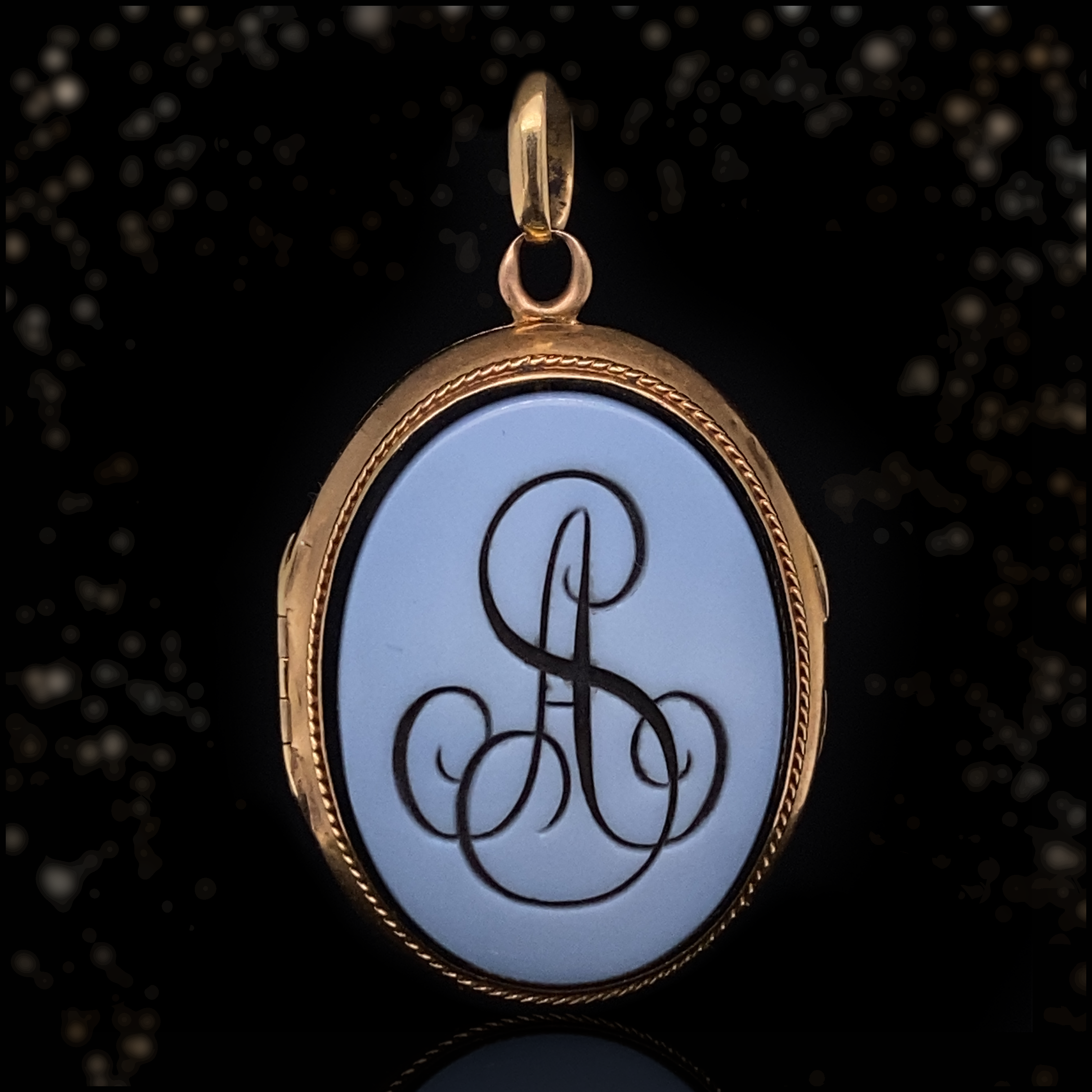 18K Victorian Sardonyx Monogram AS SA Locket Lace Jewels