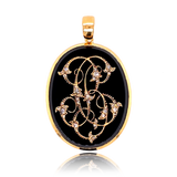 18K & Silver French Victorian Diamond & Onyx Monogram BC/CB Pendant
