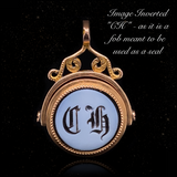 18K French Victorian Sardonyx Monogram CH/HC Spinner Fob Pendant