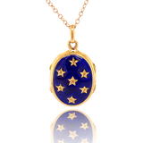 18K French Victorian Blue Guilloche Enamel Monogram CN/NC Locket