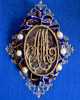 18K French Victorian Monogram AM/MA Enamel Pendant