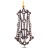 18K & Silver French Victorian Diamond Monogram MC/CM Pendant