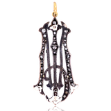 18K & Silver French Victorian Diamond Monogram MC/CM Pendant