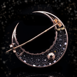 18K & Silver French Victorian Diamond Crescent Brooch-Pendant (With Detachable Brooch Pin)
