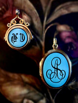 18K French Victorian Sardonyx Monogram CH/HC Spinner Fob Pendant