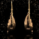 18K French Victorian Diamond & Guilloche Enamel Winged Dangle Earrings