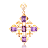 14K Vintage Alexandrite Jerusalem Cross Pendant