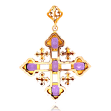 14K Vintage Alexandrite Jerusalem Cross Pendant
