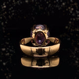 18K French Victorian Diamond & Amethyst Initial A/V Ring