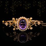 15K Victorian Amethyst & Pearl Bangle