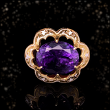 18K French Victorian Amethyst White Enamel Brooch