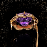 18K French Victorian Amethyst White Enamel Brooch