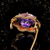18K French Victorian Amethyst White Enamel Brooch
