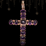 9K European Georgian Amethyst & Pearl Cross Pendant