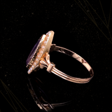 18K French Victorian Amethyst & Pearl Navette Ring